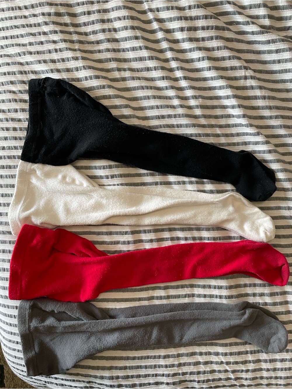 Girls 4-Pack Cotton Blend Tights — Black, White, Red, Gray